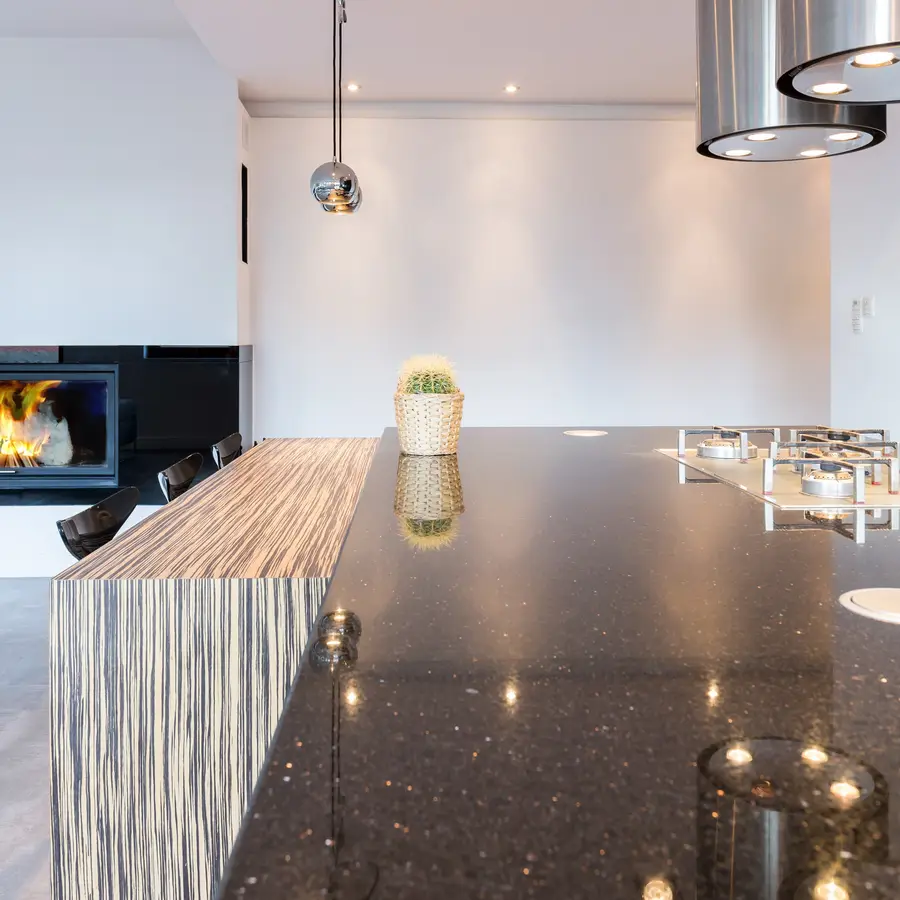 Renovated kitchen in an Everett, MA multi-family home with new cabinets and lighting